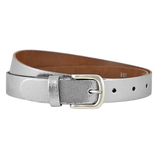 Leren Damesriem 3 cm - Metallic Zilver