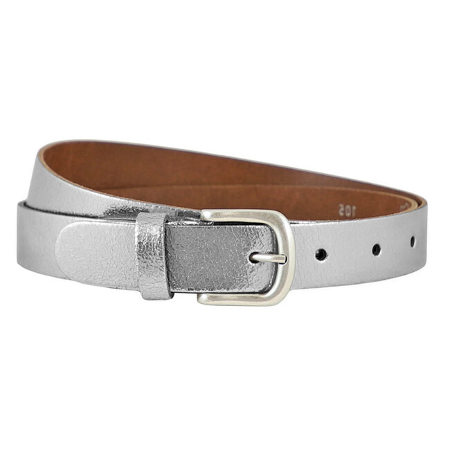 Leren Riem voor Dames - Breedte 3 cm - Metallic Zilver
