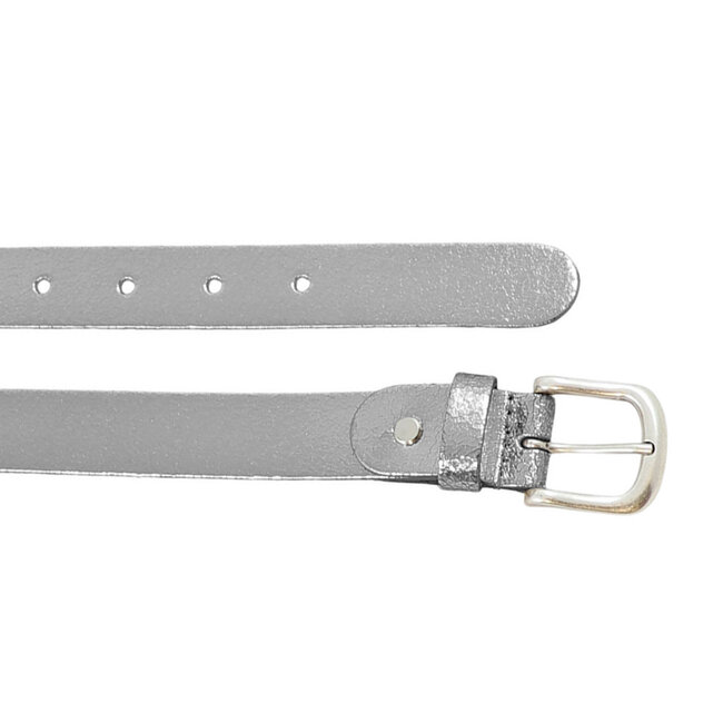 Leren Riem voor Dames - Breedte 3 cm - Metallic Zilver