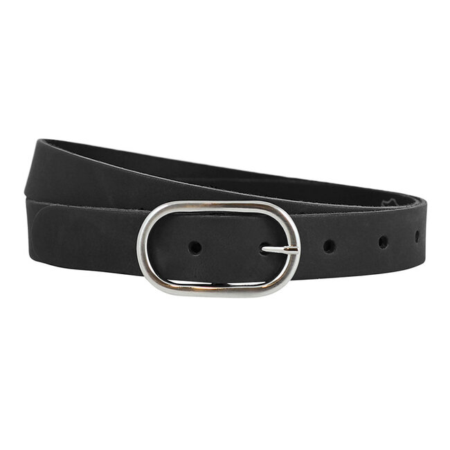 Stijlvolle Damesriem met Ovaal Ronde Gesp - Echt Leer – 3 cm Breed | Zwart