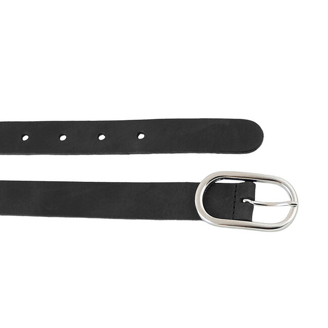 Stijlvolle Damesriem met Ovaal Ronde Gesp - Echt Leer – 3 cm Breed | Zwart