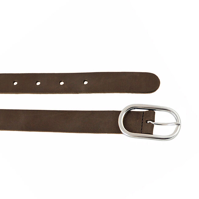 Stijlvolle Damesriem met Ovaal Ronde Gesp - Echt Leer – 3 cm Breed | Bruin