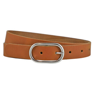 Damesriem met Ovale Gesp - Leer – 3 cm - Cognac
