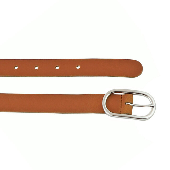 Stijlvolle Damesriem met Ovaal Ronde Gesp - Echt Leer – 3 cm Breed | Cognac