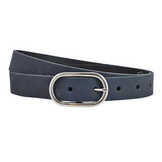 Damesriem met Ovale Gesp - Leer – 3 cm - Blauw