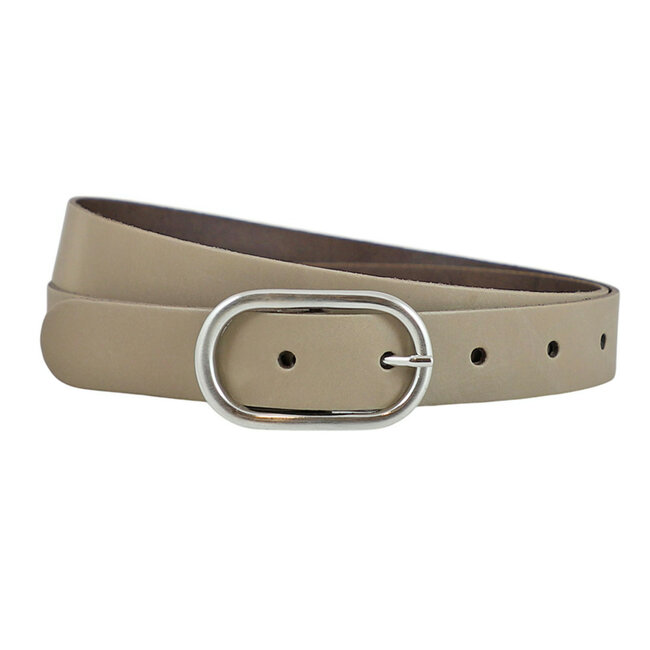 Stijlvolle Damesriem met Ovaal Ronde Gesp - Echt Leer – 3 cm Breed | Taupe