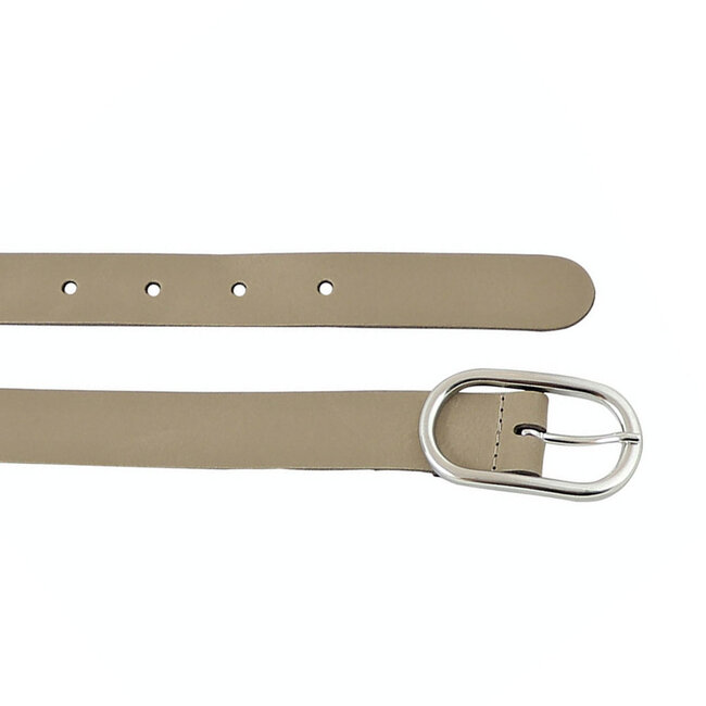 Stijlvolle Damesriem met Ovaal Ronde Gesp - Echt Leer – 3 cm Breed | Taupe