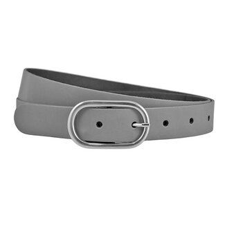 Damesriem met Ovale Gesp - Leer – 3 cm - Grijs