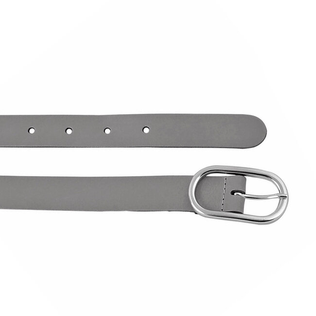 Stijlvolle Damesriem met Ovaal Ronde Gesp - Echt Leer – 3 cm Breed | Grijs