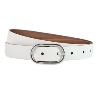 Damesriem met Ovale Gesp - Leer – 3 cm - Wit