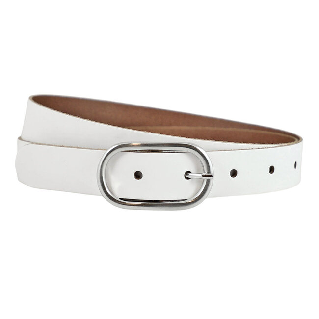 Stijlvolle Damesriem met Ovaal Ronde Gesp - Echt Leer – 3 cm Breed | Wit