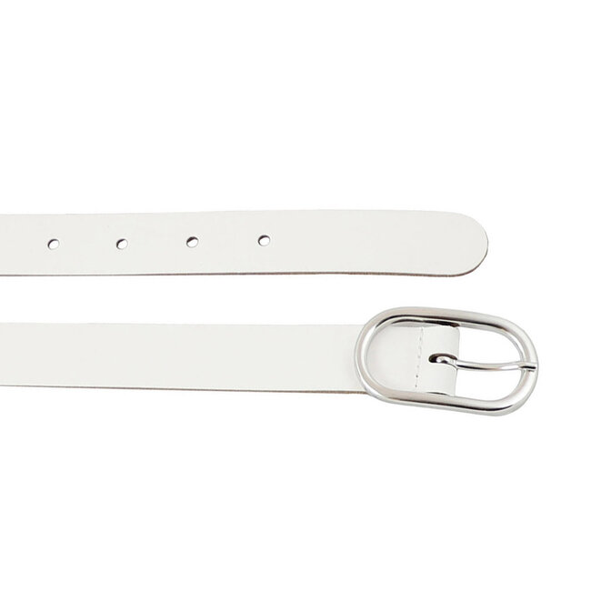 Stijlvolle Damesriem met Ovaal Ronde Gesp - Echt Leer – 3 cm Breed | Wit