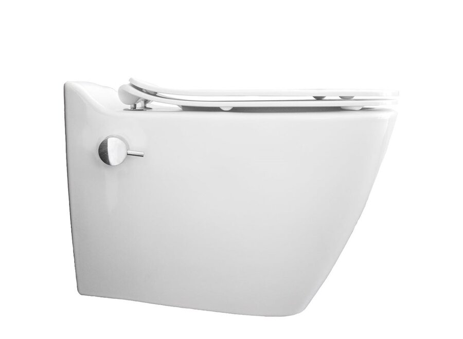 Oppio Pluto WC-Douche Suspendu Blanc Brillant – Inclus Abattant Softclose