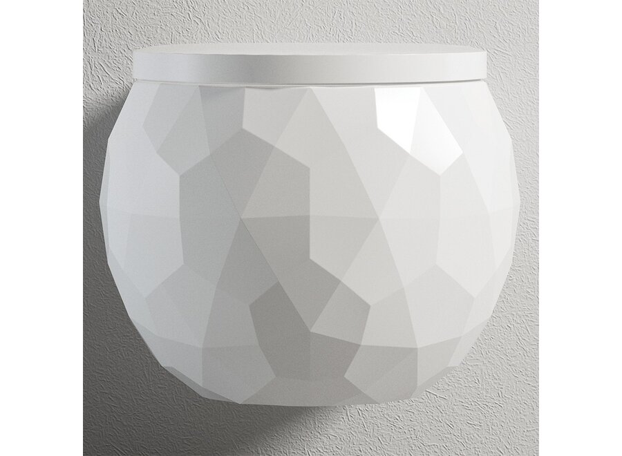 Oppio Diamond White WC Suspendu – Blanc Brillant – Rimfree – Avec Fonction Bidet