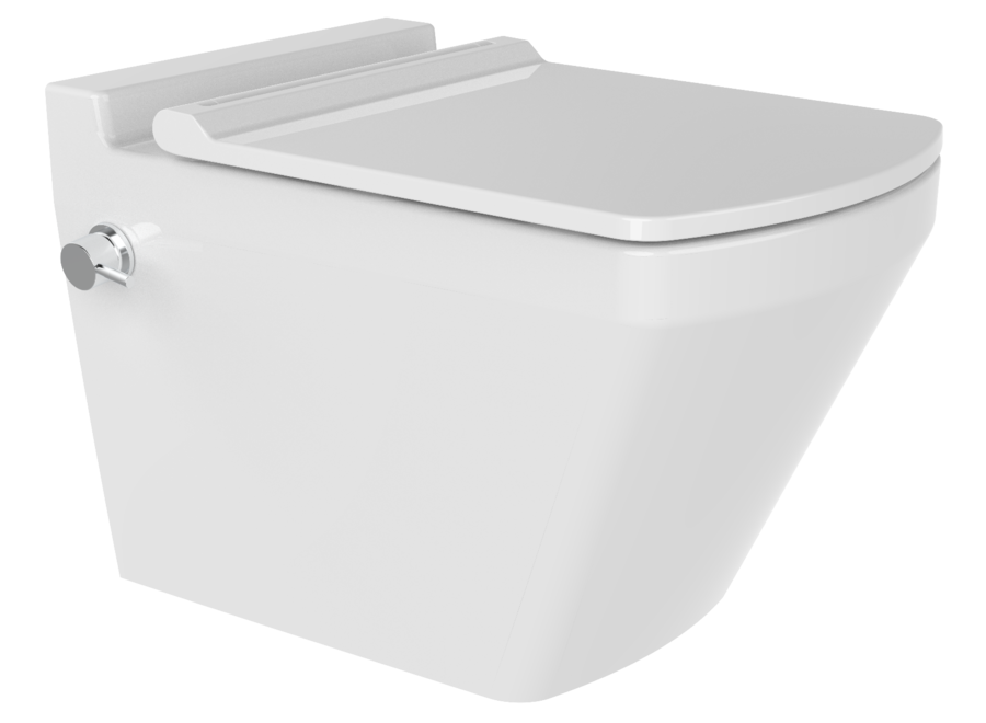 Oppio Square Randloos Douche-WC in Glans Wit – Inclusief Softclose Bril