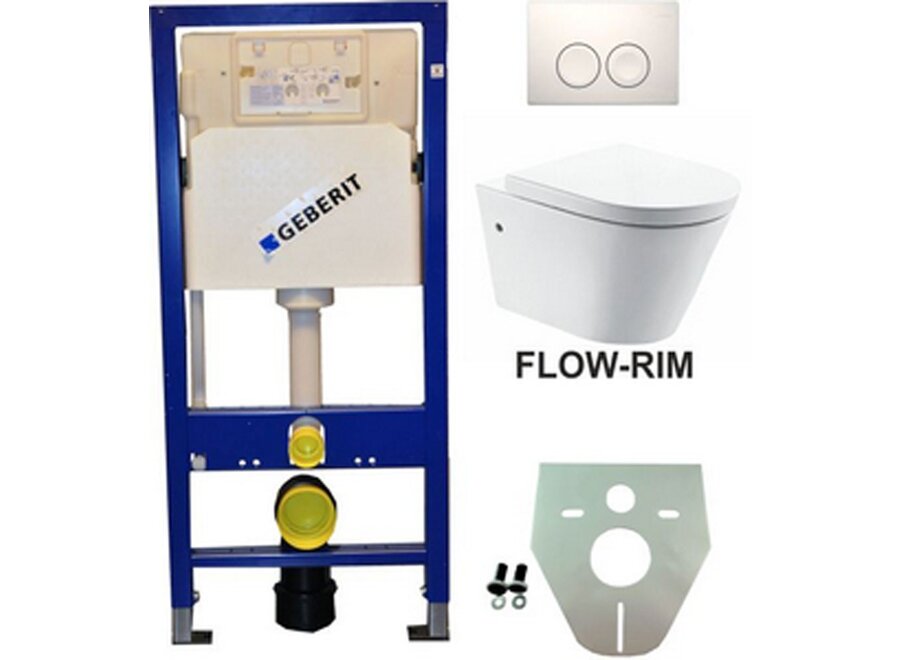 Geberit UP 100 Flow Rim wc+zitt.+ Delta 21 wit