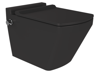 Oppio Square Randloos Douche-WC – Mat Zwart – Inclusief Softclose Bril