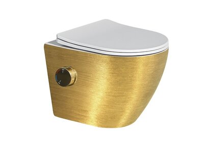 Oppio Aura Randloos Douche-WC Goud – Inclusief Witte Softclose Bril & Ingebouwde Mengkraan