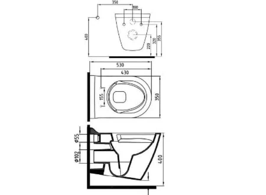 Oppio Pluto WC-Douche Suspendu Blanc Brillant – Inclus Abattant Softclose