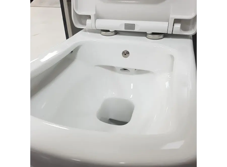 Oppio Square Randloos Douche-WC in Glans Wit – Inclusief Softclose Bril