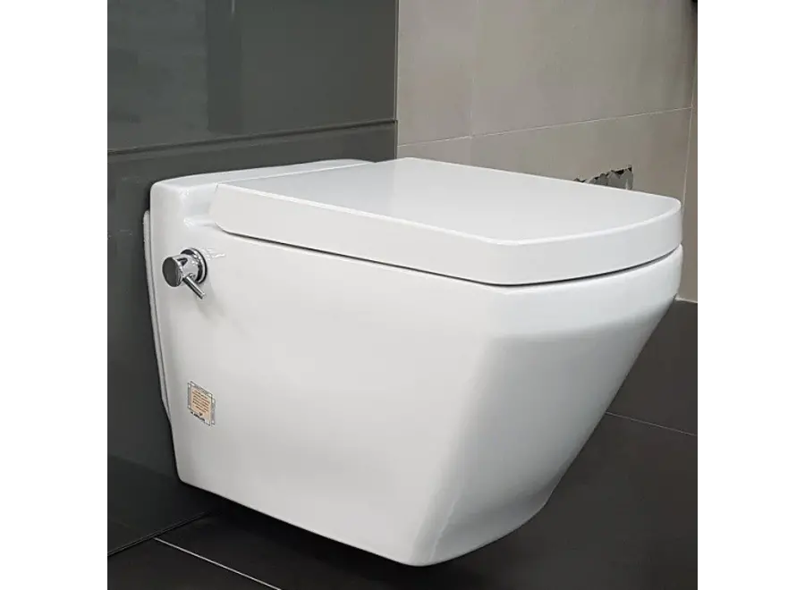 Oppio Square Randloos Douche-WC in Glans Wit – Inclusief Softclose Bril