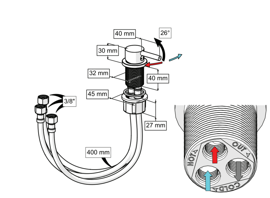 Oppio Inbouw Mengkraan Douche-WC – Warm & Koud – Mat Zwart