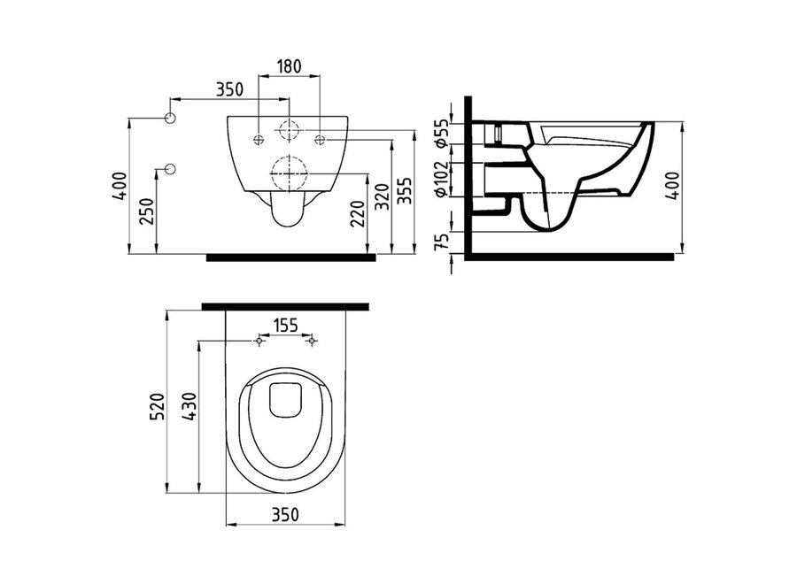 Oppio Venus Randloos Douche-WC – Mat Zwart – Inclusief Softclose Bril