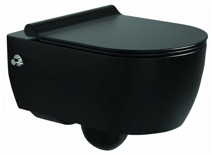 Oppio Venus Randloos Douche-WC – Mat Zwart – Inclusief Softclose Bril