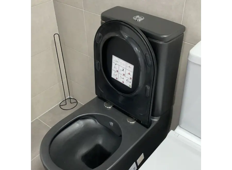 Oppio Plus WC Duobloc Noir Mat – Rimfree – Avec Fonction Bidet