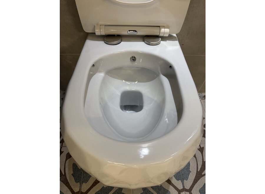 Oppio Diamond White WC Suspendu – Blanc Brillant – Rimfree – Avec Fonction Bidet