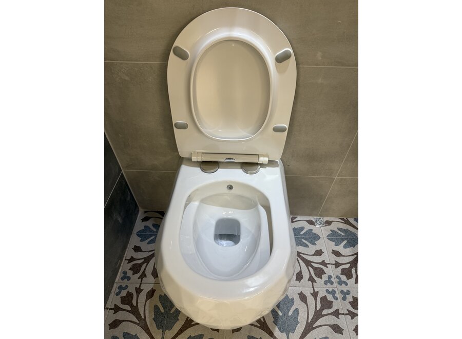 Oppio Diamond White WC Suspendu – Blanc Brillant – Rimfree – Avec Fonction Bidet