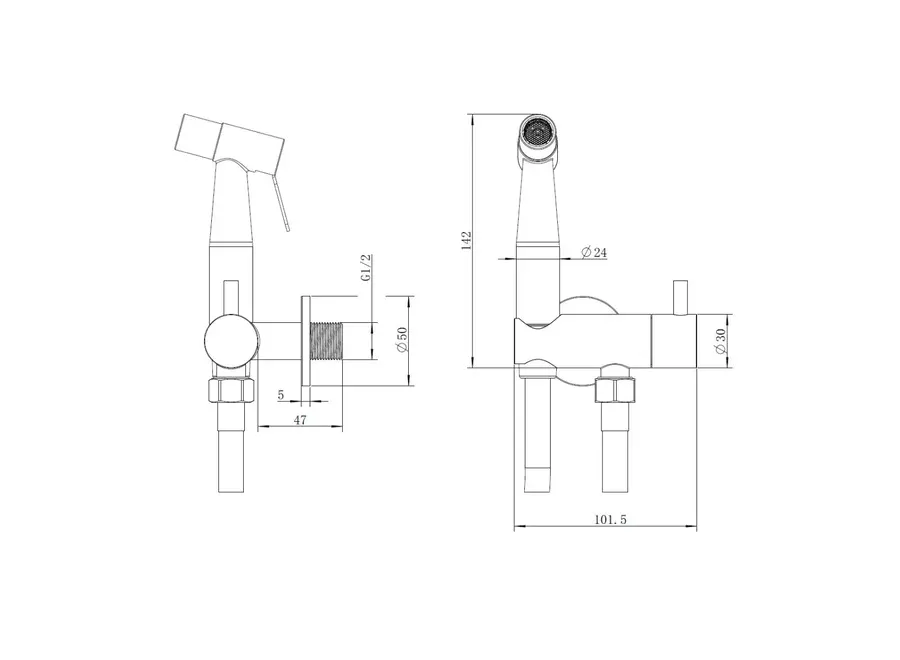 Luxe Knijp/Bidet Handdouche-set – Mat Zwart RVS 304