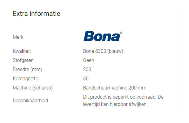 Sanding belt Bona 8300 size 200x750mm