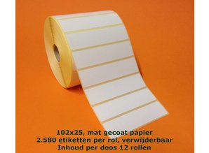 Zebra etiket 800274-105 removable, 102x25mm, K25mm, rol à 2580 etiketten