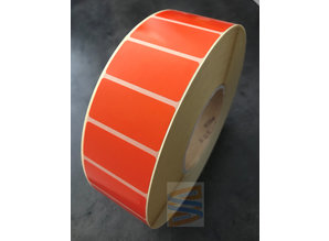 Papier etiket oranje 51x25mm, rol à 5.180 etiketten