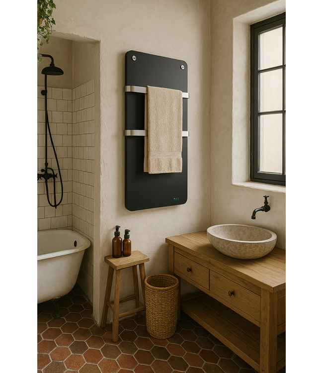 Warmtepaneel met handdoekrek 800W