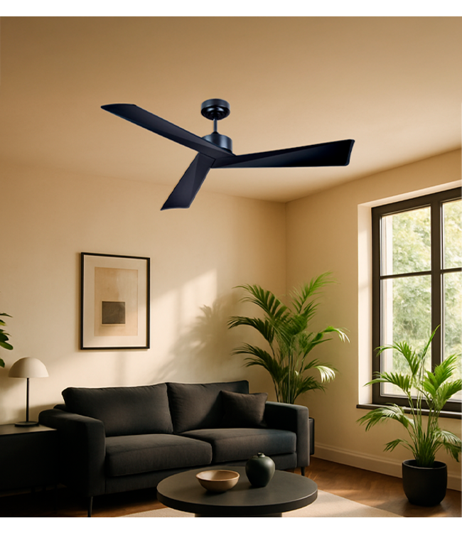 Design Black plafondventilator zwart – 132 cm