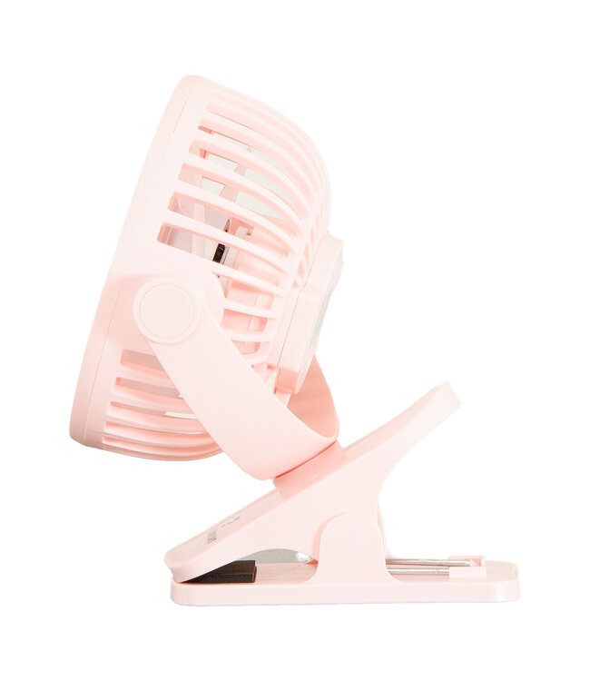 Clip-On Pink oplaadbare mini ventilator roze met klem