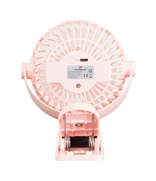 Clip-On Pink oplaadbare mini ventilator roze met klem