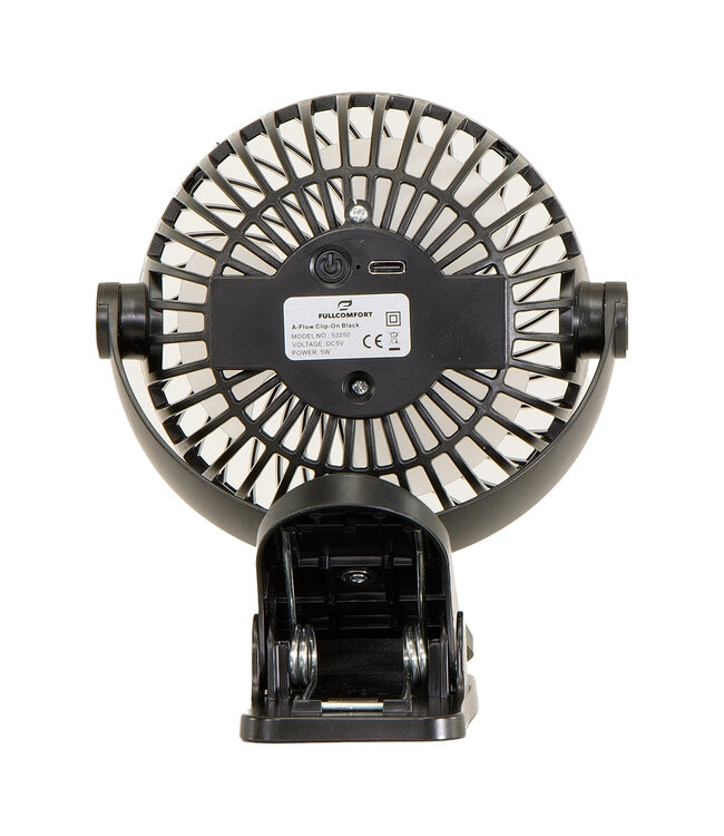 Clip-On Black oplaadbare mini ventilator zwart met klem