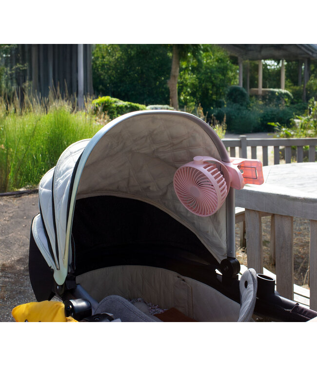 Clip-On Pink oplaadbare mini ventilator roze met klem