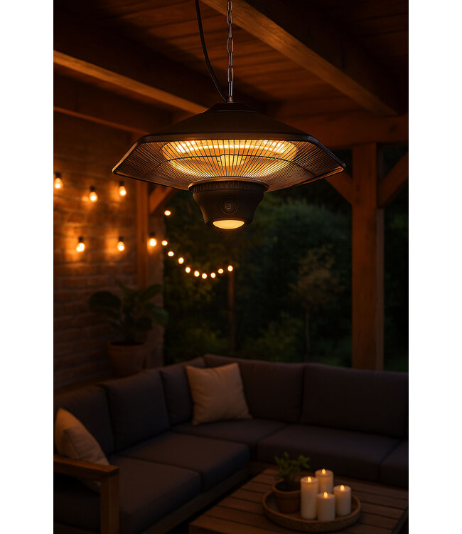 Heat & Light infrarood terrasverwarmer met verlichting – zwart