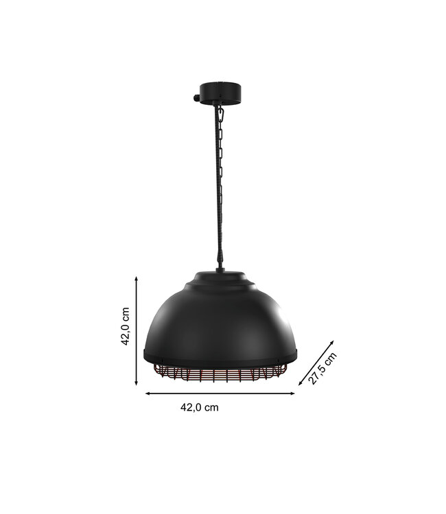 Industriële Badkamerheater – Matzwart – IP65 – 3 Warmtestanden – 2000W – Met Afstandsbediening - Copy