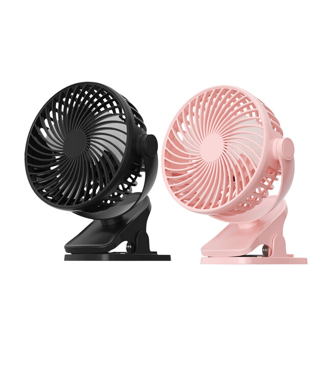 Clip-On Black oplaadbare mini ventilator zwart met klem