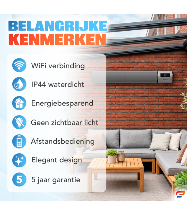 Infrarood Terrasverwarmer I-Red 3000W met beschermhoes Infrarood heater 3000W Voordeelset