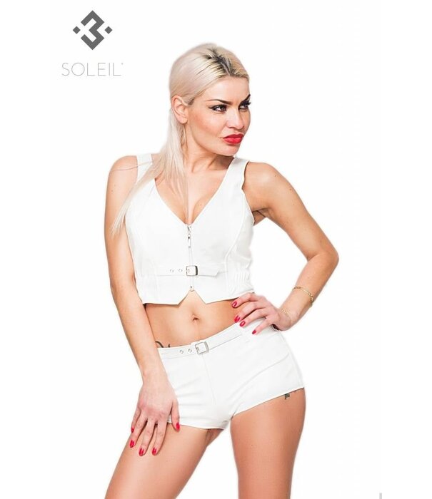 * SOLEIL  by XXX COLLECTION Eco-Leren Korset met rits aan voorkant en een stoer riempje