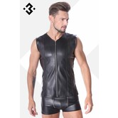 Eco-Leren Shirt met mesh aan voor en achterzijde