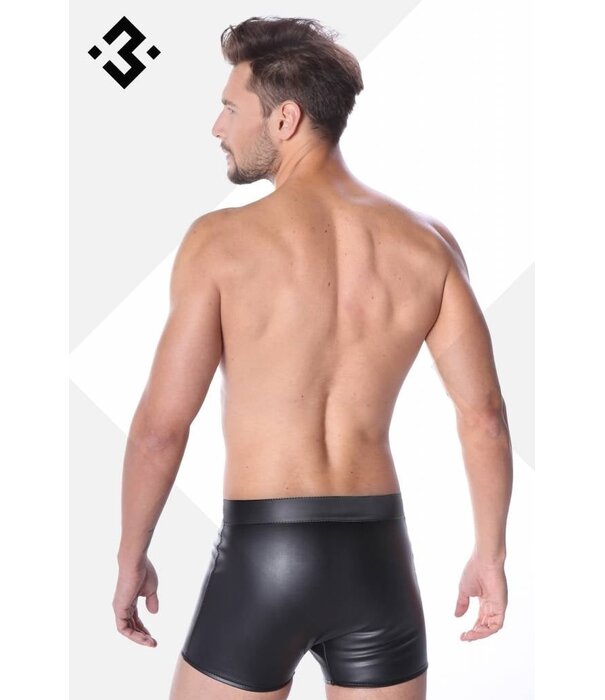 * Code8 by XXX COLLECTION Eco-Leren Short met rits aan voorzijde