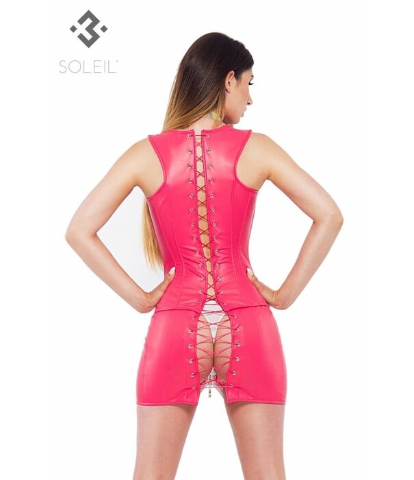 * SOLEIL  by XXX COLLECTION Lang eco-Leren korset met rits aan voorkant en brede schouderbanden