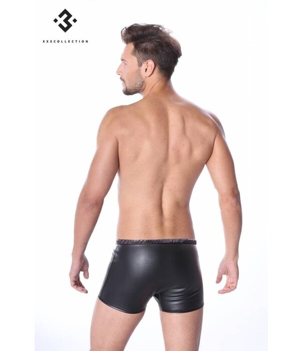 * Code8 by XXX COLLECTION Zwart leren Short met 2 ritsen aan voorzijde